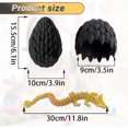 thumbnail image 3 of Easter Egg Dragon Egg 3D Printed Dragon Egg Articulated Dragon Crystal Dragon with Dragon Egg Fidget Dragon Egg Toy Executive Desk Toys Adults Fidget Dragon Toys (Black, 12''), 3 of 12