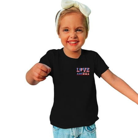 

Summer Toddler Boys Girls Short Sleeve Independence Day Letter Print T Shirt Tops Baby Clothes