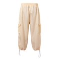 thumbnail image 6 of LIIPEE Mens Cargo Pants Spring Summer Comfort Versatile Solid Color Elastic Waist Drawstring Calf-Length Pants With Pockets Man Comfort Daily Indoor Outdoor Pants,Khaki,M, 6 of 6