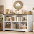 thumbnail image 5 of TEENFON 5 Cube Bookshelf, 2 Tier Low Storage Organizer Book Shelf, Freestanding Open Bookcase for Home Office, Living Room and Bedroom, White & Natural, 5 of 8