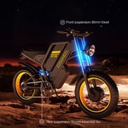 Electric Dirt Bike Dual Motor 3000W Peak, Dual Battery 25Ah+15Ah, 160N.m Torque, 40° Climbing, Fat Tire Off Road Electric Bike for Adults