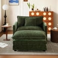 thumbnail image 4 of VEPXXP 41.4" Oversized Chenille Accent Chair with Ottoman, Modern Deep Seat Lounge Chair, Comfy Upholstered Armchair for Living Room Bedroom Apartment Small Space, Green, 4 of 10