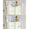 thumbnail image 5 of Tie Up Valance Curtain for Kitchen, Pastoral Sunflower Floral Rod Pocket Short Curtains Adjustable Tie-Up Shade Valances, Blue Farmhouse Wood Grain Window Treatment for Bathroom Living Room Bedroom, 5 of 7