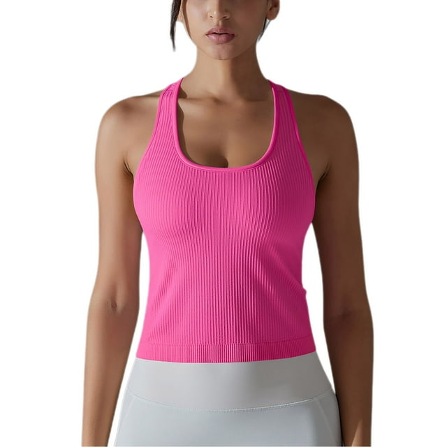 Timegard Yoga Tops for Women U Neck Sleeveless Racerback Stretch Workout Running Tank Top Solid Color