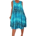 thumbnail image 3 of Vestido Estampado Chaleco Camiseta Vestido corto Sin mangas Mujer Ropa de verano, Azul claro, L Speravity AP002136-27, 3 of 5