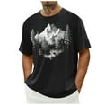 thumbnail image 5 of Dagegui Mens Mountain Graphic T Shirt Short Sleeve Crewneck Shirt Comfy Running Athletic Tee Muscle Top Today Deals of The Day Black,S, 5 of 5