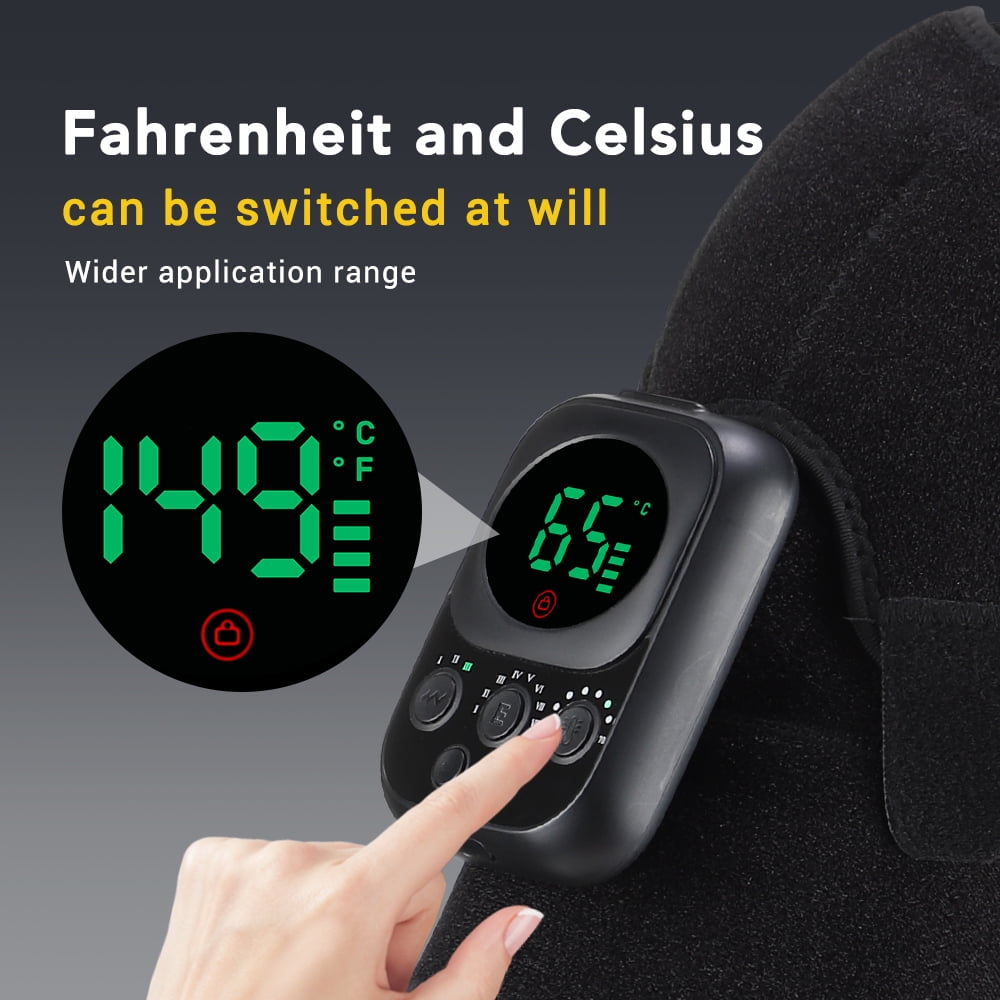 Flaremore Heated Shoulder Brace Wrap,Electric Shoulder Heating Pad with App Remote Control,5000mAh Rechargeable Cordless Shoulder Massager with 3 Adjustable Vibrations and Heating Modes for Relax