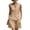 Khaki, variant on JULMCOMO Cotton Linen Sets for Women 2 Piece Button Down Deep V Neck Summer Tank Tops Wide Leg Trendy Shorts Matching Sets with Pockets Light Blue M
