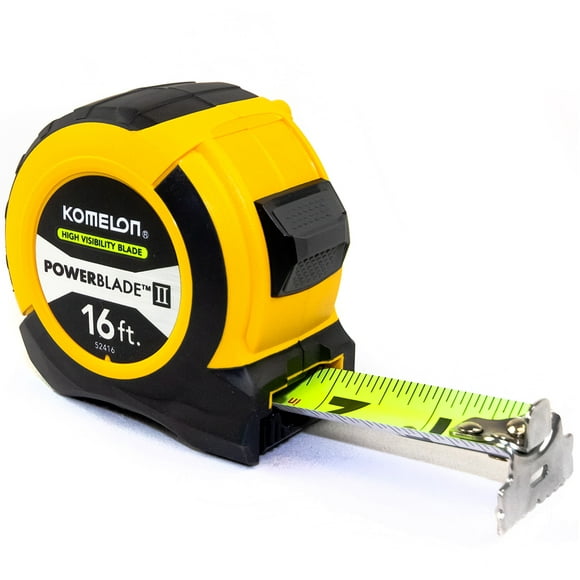 Komelon 52416; 16' x 1.06" Powerblade II Tape Measure, ABS Case, Yellow/Black, Small