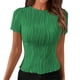 thumbnail image 2 of Fiudx Ofertas Relámpago Blusa Casual de Manga Corta con Cuello Redondo y Color Sólido para Mujer, 2 of 7