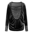 thumbnail image 3 of Xdegoge Sequin Tops for Women Party Glitter Long Sleeve Shirts Fake Two Pieces Sparkle V Neck Tunic Blouses Loose Fit Holiday New Years Eve Outfit, 3 of 8