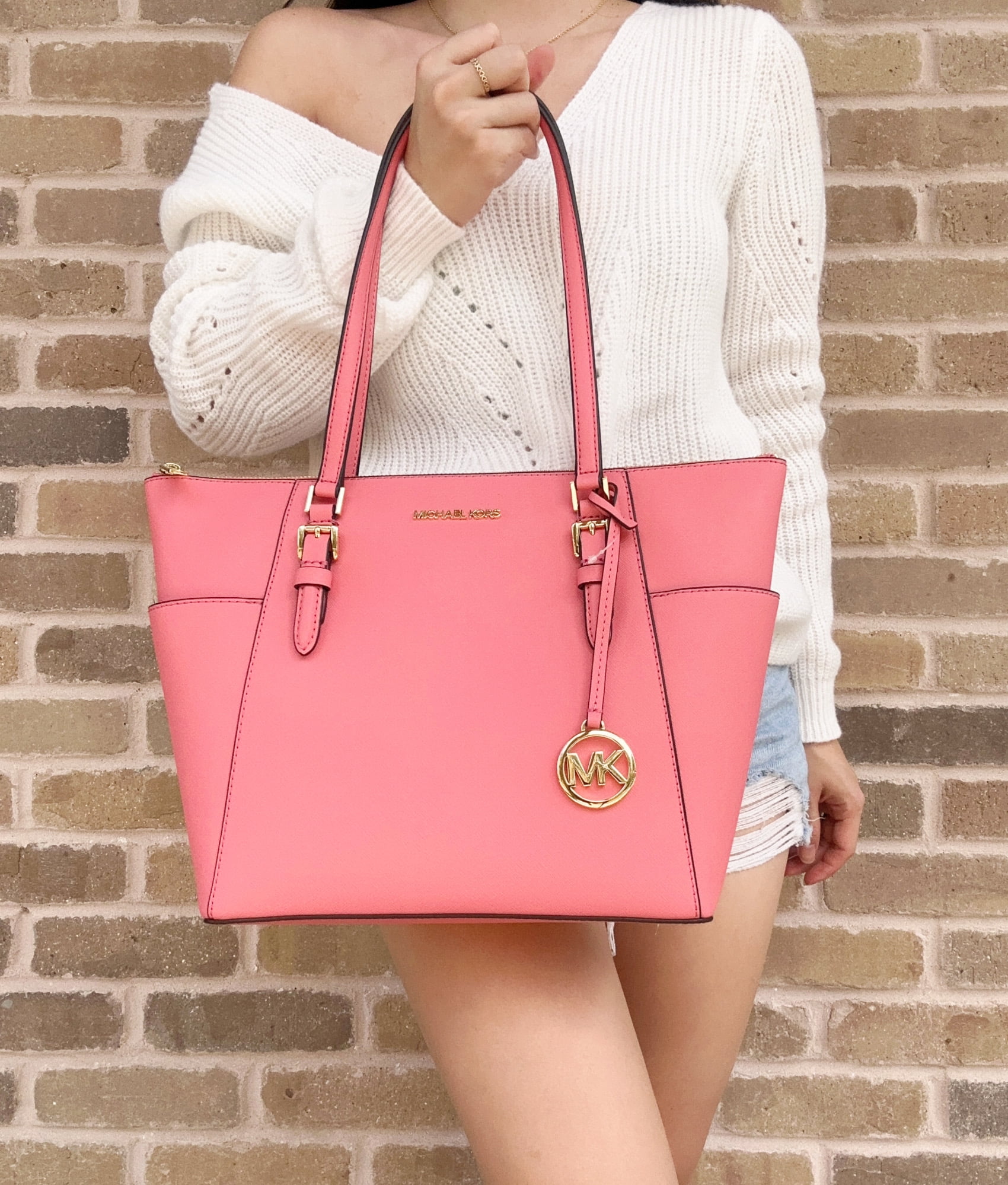 Michael Kors Bags | Michael Kors Large Charlotte Tote Bag | Color: Gold/Pink | Size: Os | Exclusiveshop62's Closet