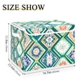 thumbnail image 5 of Yayeee Collapsible Cube Storage Bin with Lid Fabric Closet Decorative Basket with Handles, Green Geometric Flowers, 5 of 7