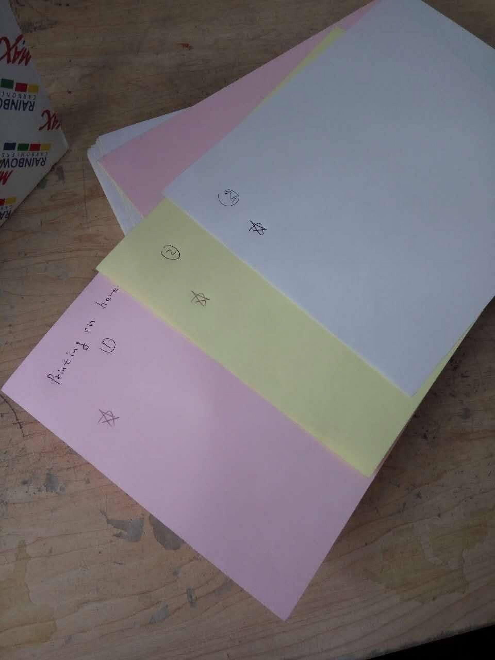 Rainbow Max NCR Carbonless Papers 3 Parts, Letter Size, White & Canary & Pink, for Laser & Inkjet Printer X 4 Reams 668 Sets