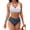 Stripe Blue, variant on Women’s High Waisted Bikini Set Tummy Control Two Piece Swimsuit V Neck Twist Front Bikini Top & High Rise Bathing Suit Bottoms