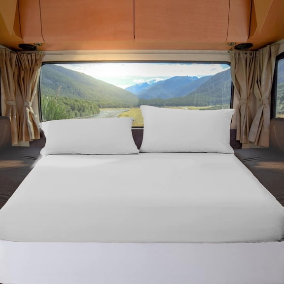 ABORN RV Short King 72" X 75" Giza-Egyptian-Cotton 1000 TC Bedsheet 8" Deep Pockets 4-PC White