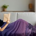 thumbnail image 3 of Cityscape Soft Flannel Fleece Throw Blanket, Old City Illustration Houses Buildings Full Moon Starry Night Sky Silhouette, Cozy Plush for Indoor and Outdoor Use, 50" x 60", Purple Navy, by Ambesonne, 3 of 5
