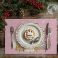 thumbnail image 3 of mubwai Christmas Placemats 12x18 Inch Set of 4, Xmas Trees Snowflakes Winter Seasonal Holiday Farmhouse Kitchen Dining Table Decoration for Indoor Outdoor Dinner Party Décor (Pink) GP128-18, 3 of 7