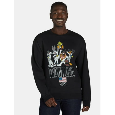 Looney Tunes x Team USA Olympics Men's and Big Men's Crewneck Fleece Pullover, Sizes S-3XL