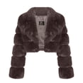 thumbnail image 4 of Women's Faux Fur Cropped Coat Fluffy Faux Fur Jacket Long Sleeve Lapel Furry Winter Warm Shaggy Parka Short Coats, 4 of 5