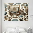 thumbnail image 2 of Ambesonne Traditional Tapestry Wall Hanging, Oriental Ethno Artwork, 80"x60", Umber Dark Teal Ivory, 2 of 3