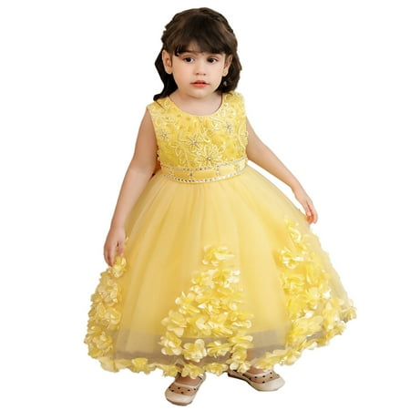 

Girls Luxurious Handmade Beaded Rhinstone Waist Embroidery Party Princess Dress Q514 Sizes 1-5