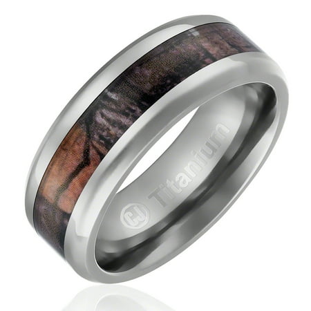 Cavalier Jewelers Mens Wedding Band In Titanium 8mm Camo Ring