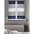 thumbnail image 5 of Navy Blue Grey Stripe Curtains 45 Inch Length, Sheer Curtains for Bedroom Living Room Window Modern Art Horizontal Striped Rod Pocket Voile Drapes Kitchen Curtains Small Half Window 42"x45" 2 Panels, 5 of 6