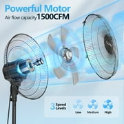 16 Oscillating Pedestal Fan, 3-Speeds Stand up Fan with Adjustable Height and Tilt, Less Noise, for Home Office Room Bedroom, Black