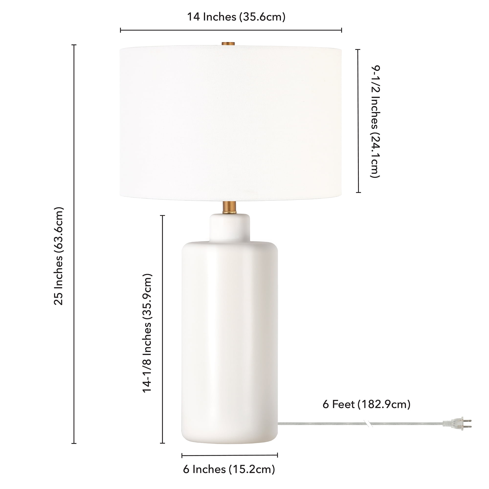 Evelyn&Zoe 25" Contemporary Ceramic Table Lamp with White Drum Linen Shade