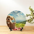 thumbnail image 6 of Picia Adorable Puppy Basket Pattern Bone China Decorative Plate – Wall Decor with Stand and Adhesive, Elegant Ornament for Living Room, Office, or Entryway-8in, 6 of 6