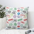 thumbnail image 4 of Pofeuu Stamp Set Collection Print Double-sided plush pillowcase Square Throw Pillow Covers Pillows Cover for Living Room Bedroom Sofa Couch Cushion Cover（No pillow core）-26"x26", 4 of 7
