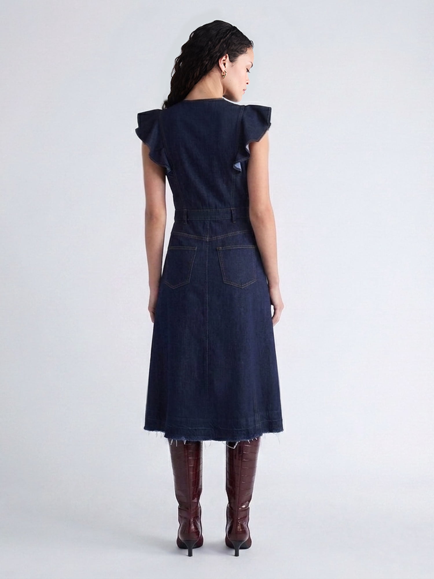 Scoop Women's Midi Dress with Flutter Sleeves, Sizes XS-XXL