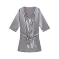 thumbnail image 6 of Bovxnpu Mens Robes Bathrobes 3/4 Sleeve Belted Silk Sleepwear Robe Sleepwear, 6 of 6