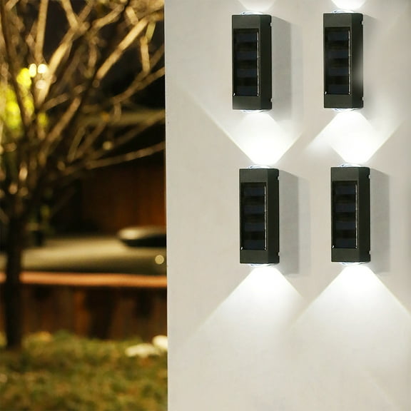 LED Fence Lights Outdoor, Solar Wall Mounted Lights, IP65 Waterproof, Auto On/Off, High Brightness, Outdoor Backyard, Garden, Pathway, Terrace Decorative Lighting