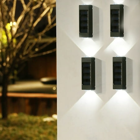 

PRETXORVE Solar Garden Lights Fence Lights LED Wall Lights Outdoor IP65 4 Pack Outdoor Wall Lamps for Backyard Garden Garage and Pathwa