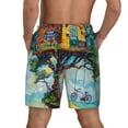 thumbnail image 4 of Uemuo Whimsical Treehouse Painting Pattern Mens Swim Trunks Quick Dry Board Shorts with Mesh Lining, Stretch Beach Shorts Quick Dry No-Chafing Board Shorts-3X-Large, 4 of 9