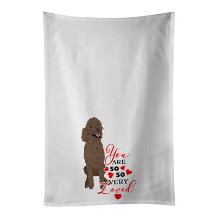 

Poodle Standard Brown so Loved White Kitchen Towel Set of 2 19 in x 28 in