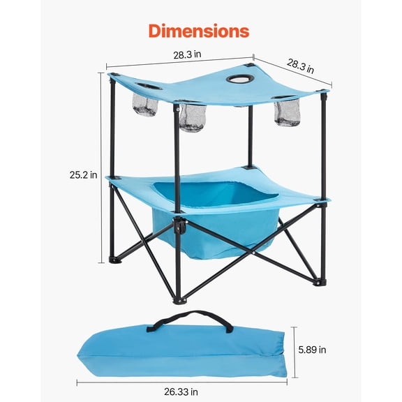 Collapsible Camping Table - Square Portable Picnic Table with 4 Drink Holders, Durable & Easy Setup