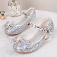 thumbnail image 2 of Staki Girls Fancy Shoes Toddler Little Girls Mary Jane Ballerina Flats Shoes Slip-on School Party Dress Shoes Silver,2.5 Big Kid, 2 of 6