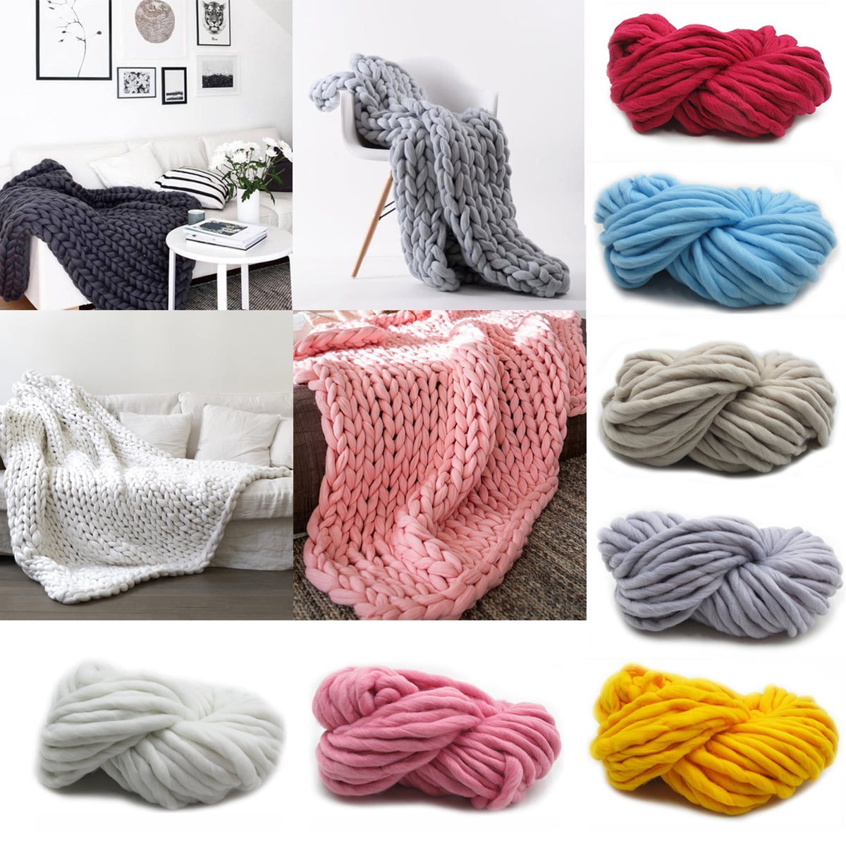 Soft Bulky Arm Knitting Chunky Yarn Wool Roving Crocheting DIY Blanket Thick Walmart Canada