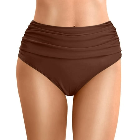 Huowey Women Swimwear High Waist Bikini Bottoms Swim Briefs Beach Shorts Ruched Bottom High Cut Swim Bottom Full Coverage Sports Yoga Shorts Swimbottom Brazilian Beachwear