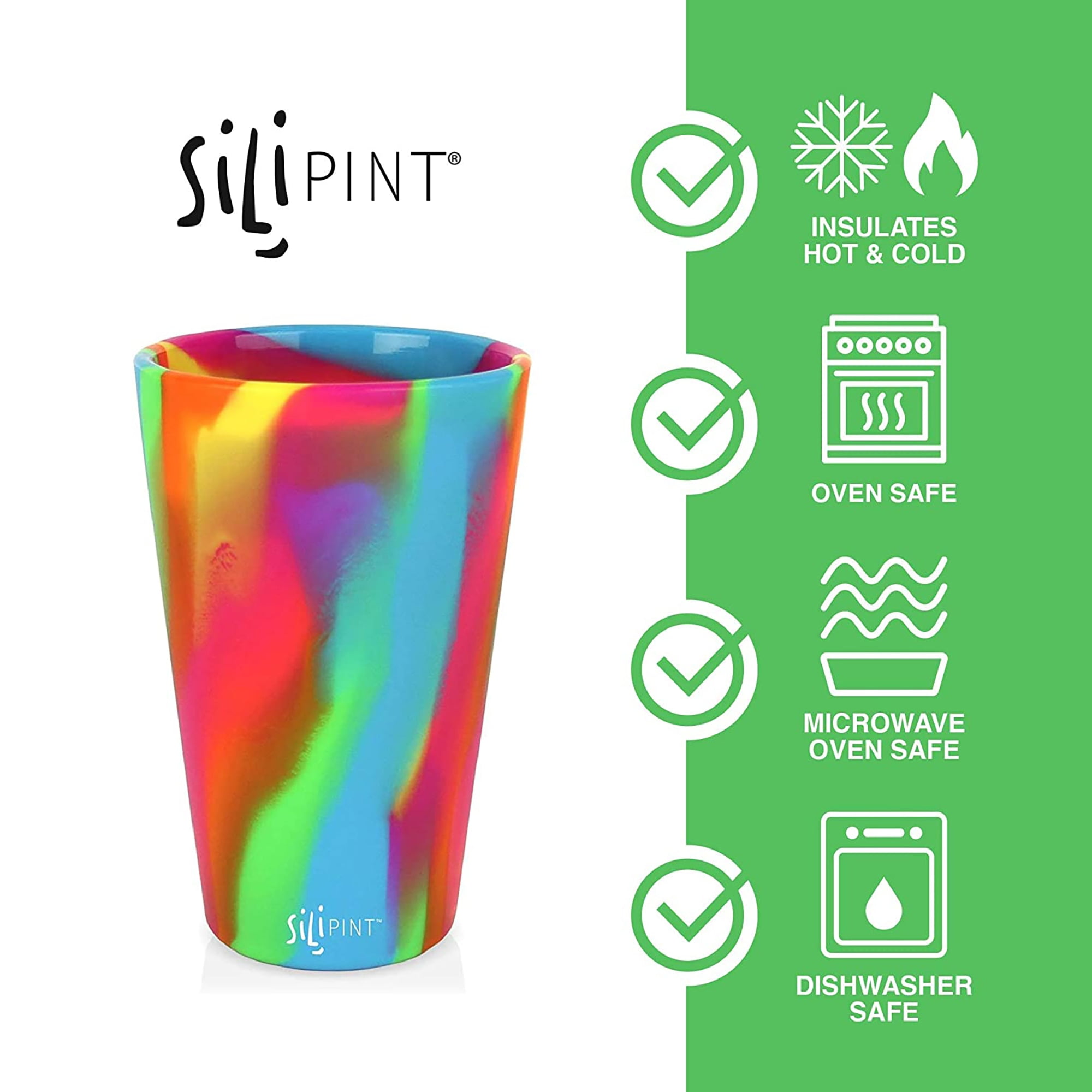 Silipint Silicone Pint Glasses, Unbreakable & Reusable 16-Ounce Silicone  Cups for Indoor & Outdoors, Arctic Sky, Pack of 4