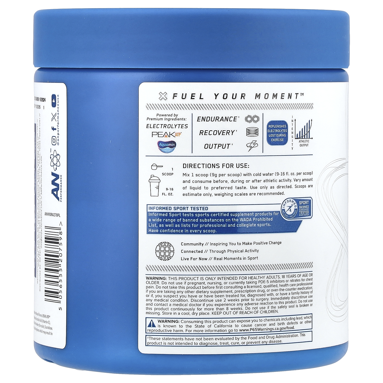 AN Supps Hydration, Pink Lemonade, 9.5 oz (270 g)