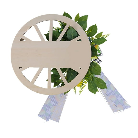 Aurgiarme Front Door Wreath with Welcome Wheel for Front Door, Artificial Spring Wreath with Bowknot for Front Door Wall Garden