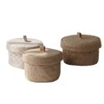 thumbnail image 1 of Wicker Seagrass Flower Pot Boxes Sundries Storage Baskets with Lids, 1 of 5