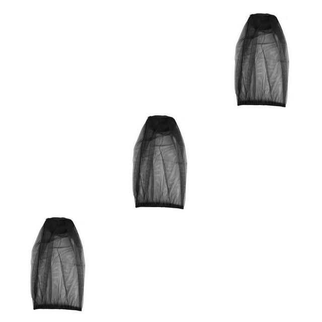 relayinert Filet Anti-Insectes en Nylon Respirant Taille Unique Remplacement Extérieur Voyage Camping Randonnée Pêche Chapeau Anti-Insectes Noir 3Ensemble