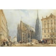 thumbnail image 2 of Rudolf von Alt 18x13 Gold Ornate Wood Frame and Double Matted Museum Art Print Titled - Stephansplatz (1838), 2 of 4