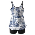 thumbnail image 4 of Nrmvnmi Tankini Swimsuits for Women 2 Piece Bathing Suits Floral Prints Round Neck Swim Tank Top with Boy Shorts Modest Swimwear Mothers Day Gifts, 4 of 6