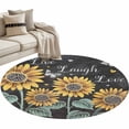 thumbnail image 2 of Sunflowers Rustic Round Rugs 3.3ft, Spring Summer Pastoral Flowers Black Non Slip Washable Rug Runner, Low Pile Indoor Floor Carpet Mat Bathroom Rugs for Living Room, Bedroom, Kids Room, 2 of 9